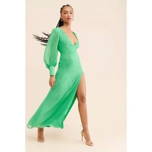 NWT LAAGAM Karla Green Free People High Slit Maxi Dress M‎